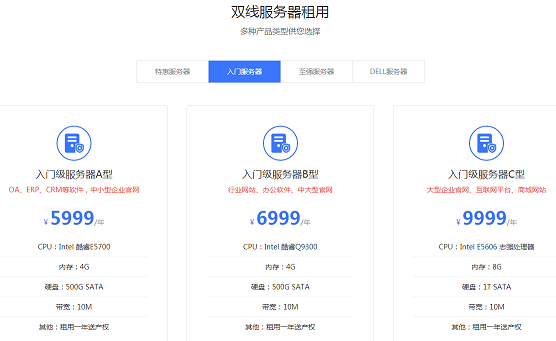 入門(mén)級(jí)雙線服務(wù)器租用價(jià)格